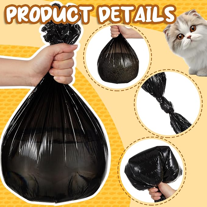 Eaasty 50 Pack Disposable Cat Litter Box Liners with 6 Carbon Filters Compatible with Popur X5 Self-cleaning Hooded Litter Box Cat Trash Bags with Elastic Band Absorbing Odor Waterproof and Leak Proof