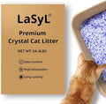 LaSyL Crystal Cat Litter for Multi-Cat Households - 34.4 lb Silica Gel, 30-Day Odor Control, 99.9% Dust-Free Non-Clumping Low Tracking Lightweight Unscented Formula (8 Bags x 4.3lb)