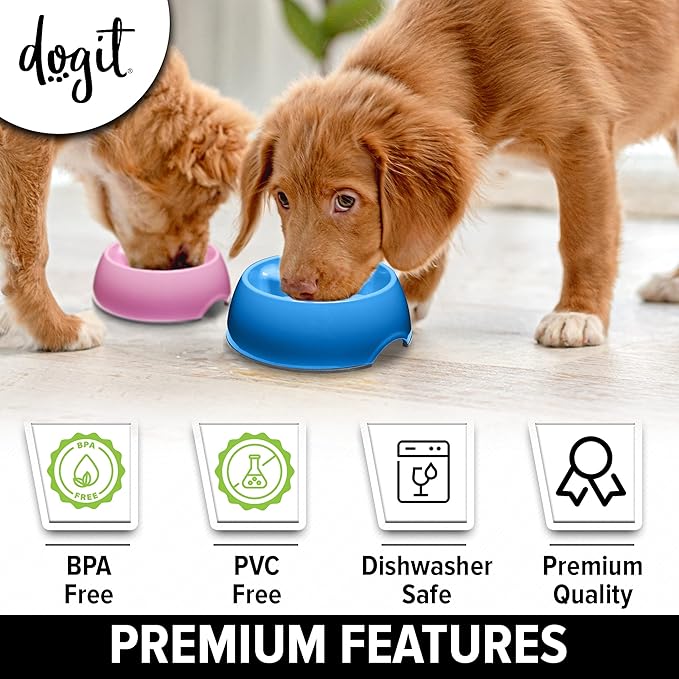 Dogit Dog Bowl Slow Feeder for Wet or Dry Dog Food, Go Slow Anti-Gulping Dog Dish, Blue, S