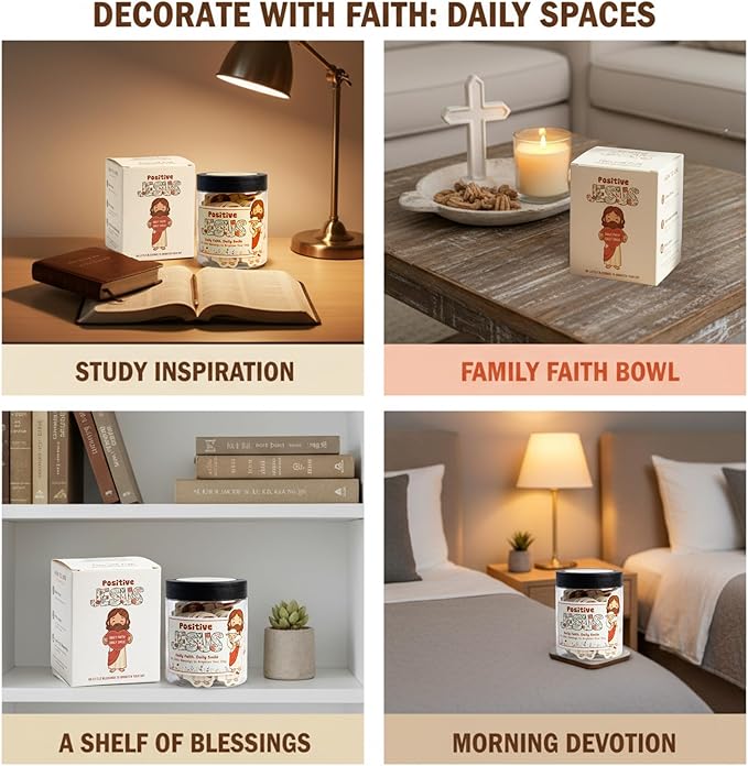 Positive Jesus Jar — 60 Emotional Support Jesus Cards with Bible Verse and Affirmation, Scripture Encouragement for Teen Girls Women, Christian Mothers Day Gift