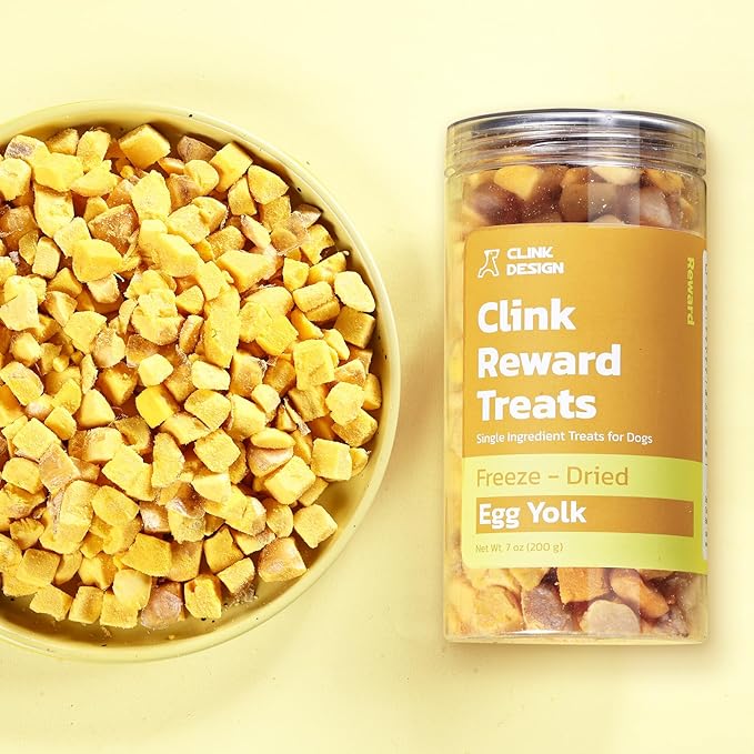 Clink Design Dog Training Treats, Training Treats for Dogs and Cats, Freeze Dried Single Ingredient Egg Yolk Snacks, 7oz
