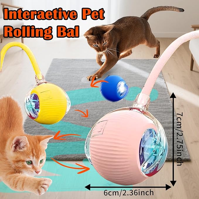 Cat Ball Toy,New Interactive Rolling Cats Dog Toy Balls 360° Smart Automatic Rolling Pet Ball, Fast Moving Toy for Dog,Interactive Toys for Cats (Grey)