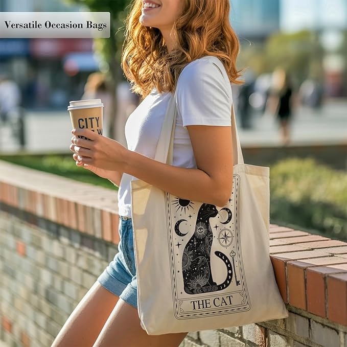 Pets Lover Gifts Tote Bag for Women, Dogs Cats Bee Aesthetic Canvas Bag with Inner Pocket