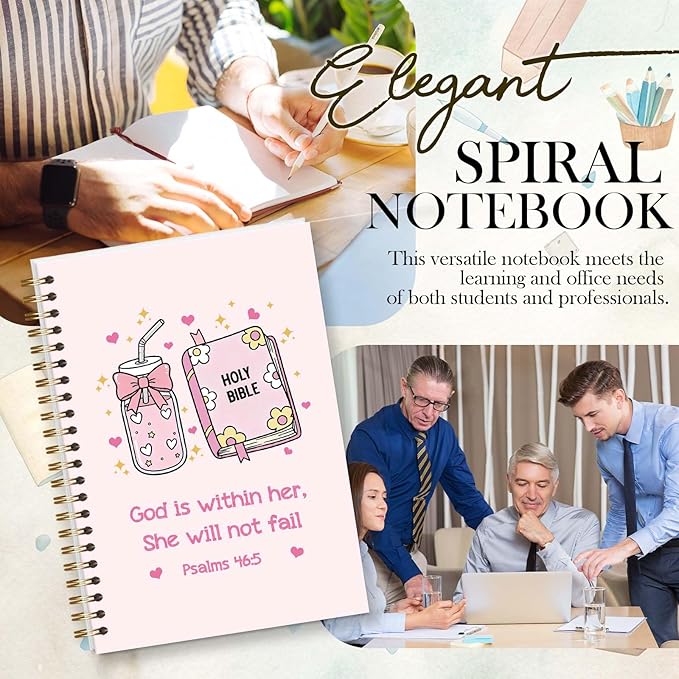Bible Journal Spiral Notebook, Coquette Preppy Bible Study Supplies, Christian Gifts for Women Girls, 5.5x8.3 Inch - A06
