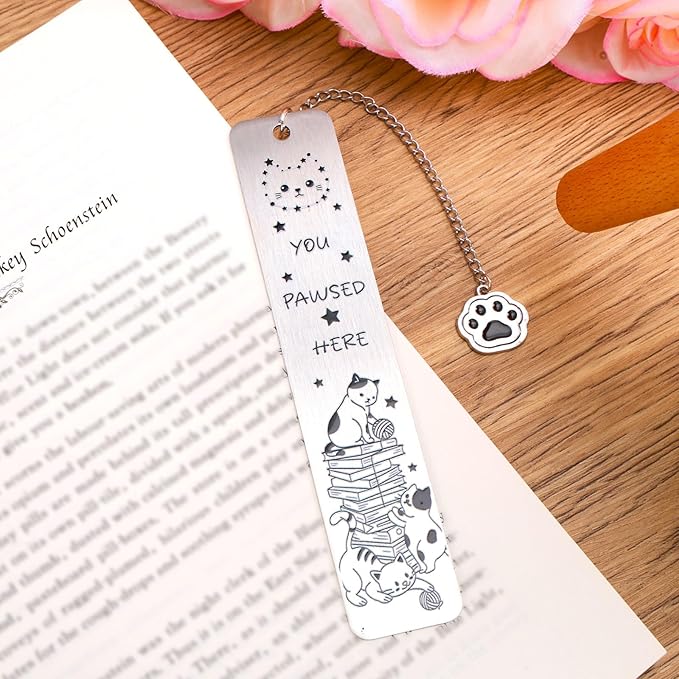 Cat Bookmark, Zinc Alloy Metal Aesthetics Kitten Book Mark for Reading Women Funny Gift Cute Reading Accessories for Men Women Cat Lovers Book Lovers