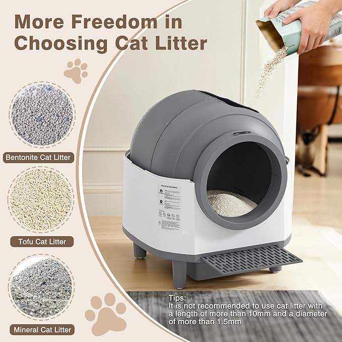 MAGIC UNION Automatic Self Cleaning Cat Litter Box for Multi-Cat Homes, App Remote Control Smart Robot Litter Box w/Multi-Sensor Safety Protection, Comes with 2 Liner Bags and 1 Scent Cartridge