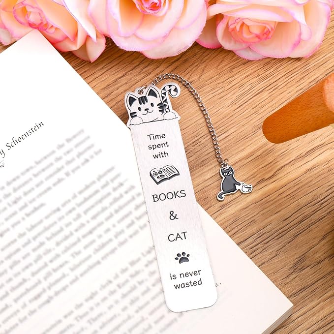 Cat Bookmark for Women, Cute Bookmarks Aesthetic Funny Gifts Reading Accessories for Book & Cat Lovers Women Men Readers Teens Kids Girls Boys