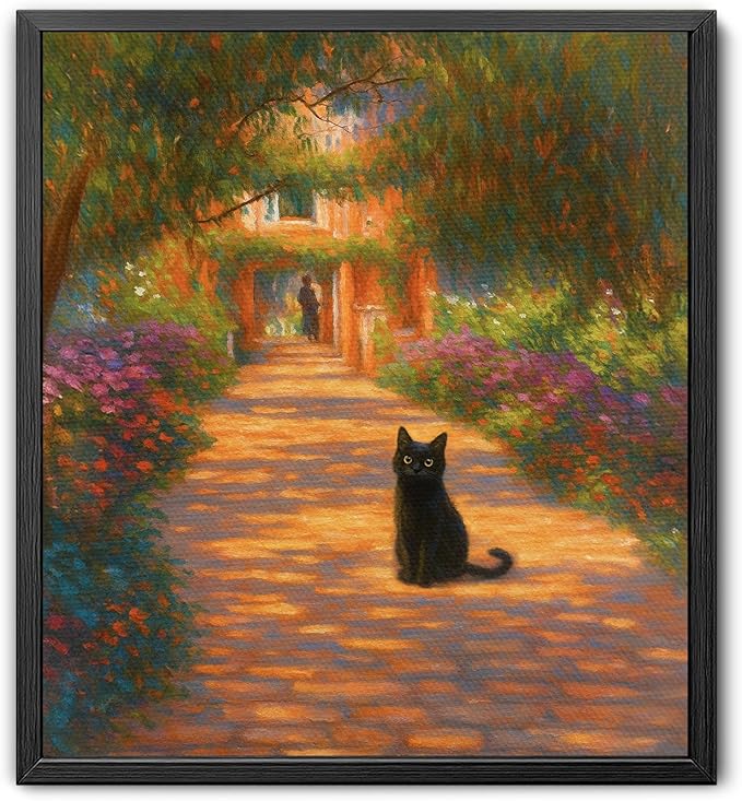 Madewell Living Van Gogh Starry Night with Funny Cat Canvas Print Wall Art - Ready to Hang, Waterproof Living Room & Bedroom Decor