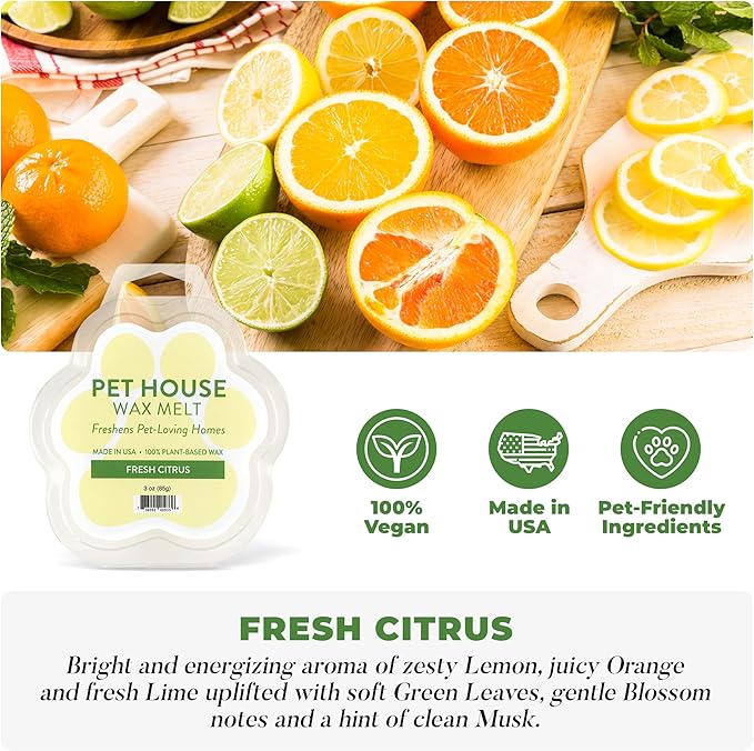 Pet House Lavender Green Tea, Fresh Citrus Scented Wax Melts - Long-Lasting Plant Based Soy Wax Melts Pet Friendly Pack of 2