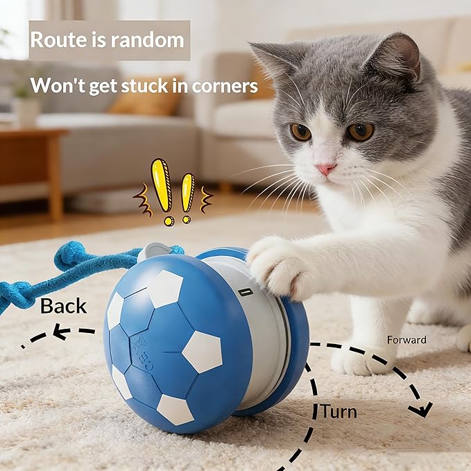 Interactive Cat Toy Ball, Motion Activated Smart Rolling Toy for Indoor Cats, Rechargeable Interactive Toy Ball for Indoor Cats Exercise, Automatic Moving Ball for Boredom to Keep Cats Busy