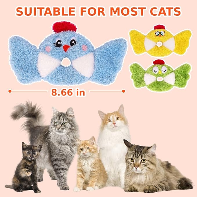 Retro Shaw Cat Toys,Bird Cat Toy with Catnip & Silvervine - Interactive Realistic Kitten Toy with Crinkle Sound for Indoor Cats, Satisfies Natural Hunting Instincts