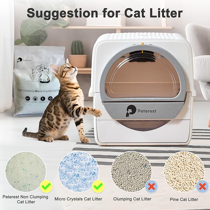 Self-Cleaning Cat Litter Box for Large and Multiple Cats,Semi-Automatic Cleaning Litter Box,Odor Control,Pull and Scoop,Lid Design,Easy to Clean,No semll,Large Capacity Kitty Litterbox