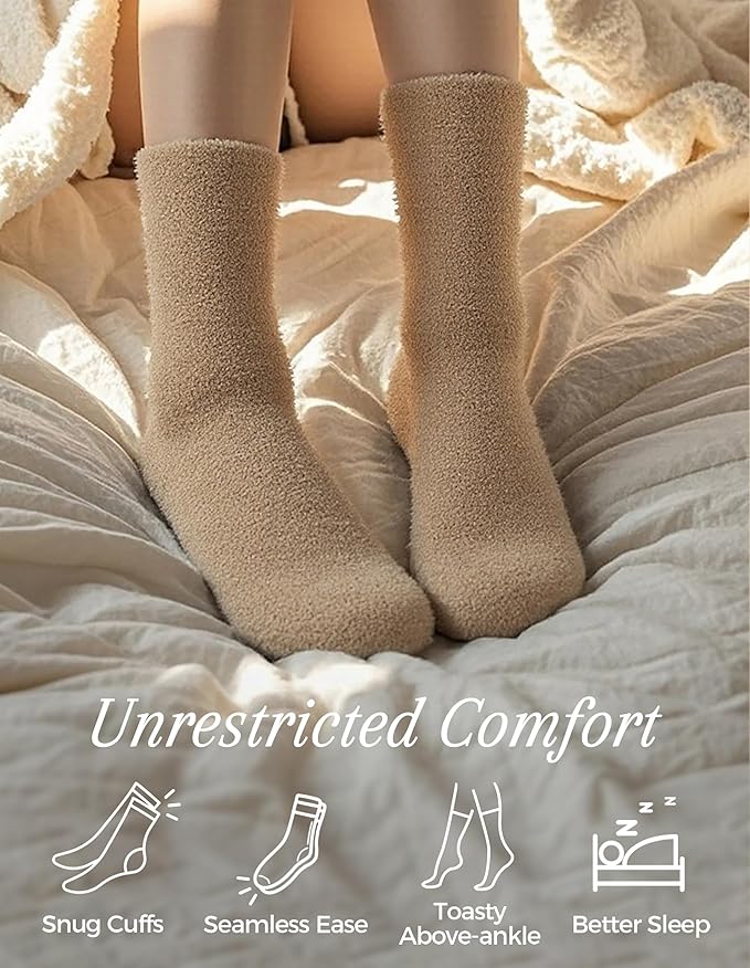 TEHOOK Warm & Cozy Gifts for Women, Fluffy Fuzzy Plush Sleeping Slipper Socks - Soft Warm Fabric