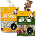 Freeze Dried Two-Pack Bundle Beef Liver and Chicken Breast Dog & Cat Treats Food Topper Ideal for Training, Easy to Digest for Sensitive Pets (2 Packs) (2.0 oz Each, Beef Liver and Chicken)