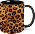 Leopard Print Cat Coffee Mug Funny Ceramic Tea Cup With Handle Dishwasher Microwave Safe for Women 11oz Porcelain Mugs
