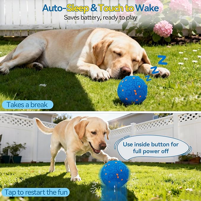 Newget Interactive Dog Toy Ball with Remote, 3 Modes Smart Moving Dog Balls with Touch Wake-Up, Automatic Bouncing/Rolling Chew-Resistant for Medium & Large Dogs to Keep Busy, Indoor/Outdoor