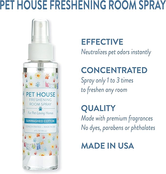 One Fur All Pet Air Freshener 4 OZ Concentrated Room Spray for Pet Odor, Sunwashed Cotton, Pack of 1