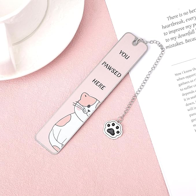 Cute Cat Bookmark, Zinc Alloy Kitten Paw Print Bookmarks Reading Gifts for Cat Lovers Funny Black Kitten Book Marks Animal Bookmark Gifts Book Accessories for Reading (Style B)