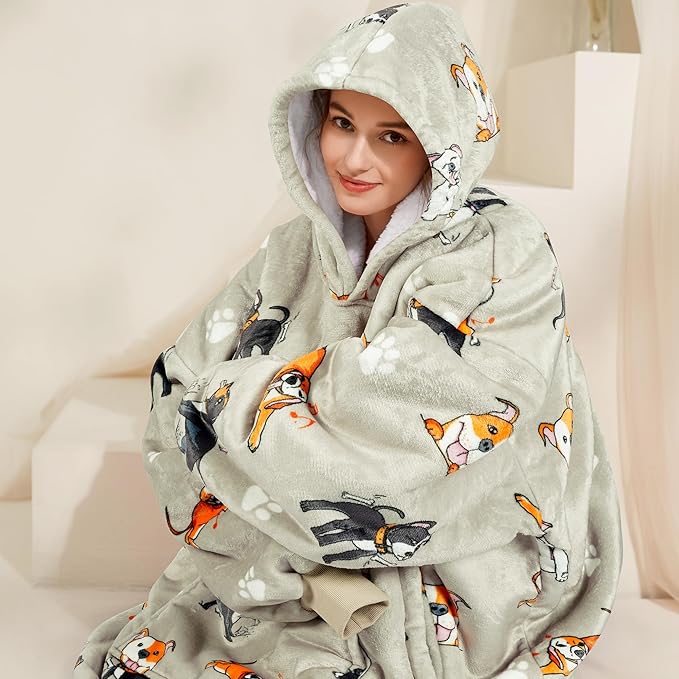 Narecte Cozy Oversized Blanket Hoodie Wearable Blanket Adults Soft Hooded Blanket Hoodie Birthday Gifts for Women Christmas