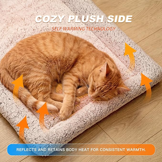 Cooling Cat Bed, Self Warming Cat Bed, Reversible Warm & Cooling Cat Bed, Winter Warm Cat Pad & Summer Cooling Cat Mat for Kittens & Small Dogs, Perfect for Crates, Beds & Sofas, Dark Brown, 18" x 24"