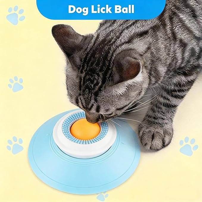 Dog Lick Sphere – Slow Feeder Lick Toy for Dogs & Cats, Interactive Licking Ball for Liquid Food, Non-Slip Enrichment Toy to Keep Dogs Busy, Anxiety Relief, Easy to Clean (Yellow)