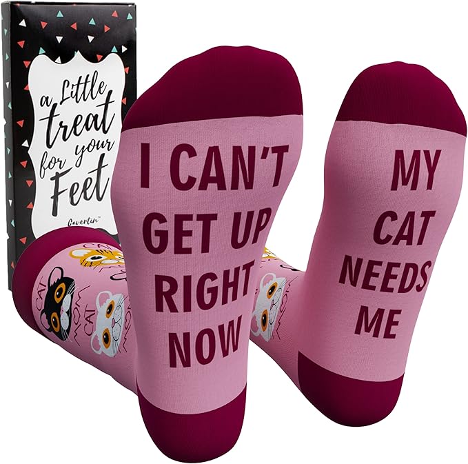 Cavertin Women's Novelty Socks with Gift Box Cat Lover Dog Mom Book Lover Cat Mom Llama Unicorn Sloth Corgi