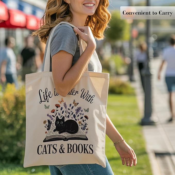 Pets Lover Gifts Tote Bag for Women, Dogs Cats Bee Aesthetic Canvas Bag with Inner Pocket