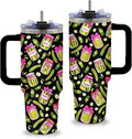 Pickle Gifts - Funny Pickle Themed Tumbler 40oz with Handle and Straws, Leak-proof, Stainless Steel Insulated Travel Coffee Mugs for Pickles Lovers, Pickled Food Enthusiasts Gifts Birthday Cup