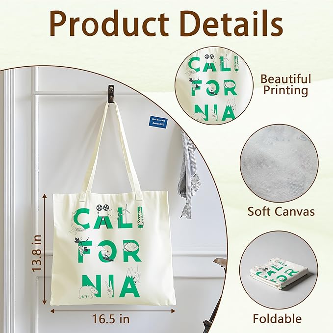 Tote Bag For Women Man, Reusable Work Shopping Grocery Shoulder Bags