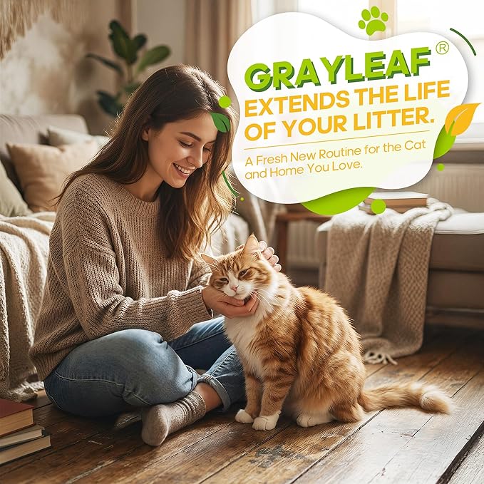 Grayleaf® 35.2oz (1kg) Value Size Cat Litter Deodorizer — Unscented Odor Eliminator — High-Efficiency Additive Keeps Litter Dry & Fresh — Dust-Free, Baking Soda Free