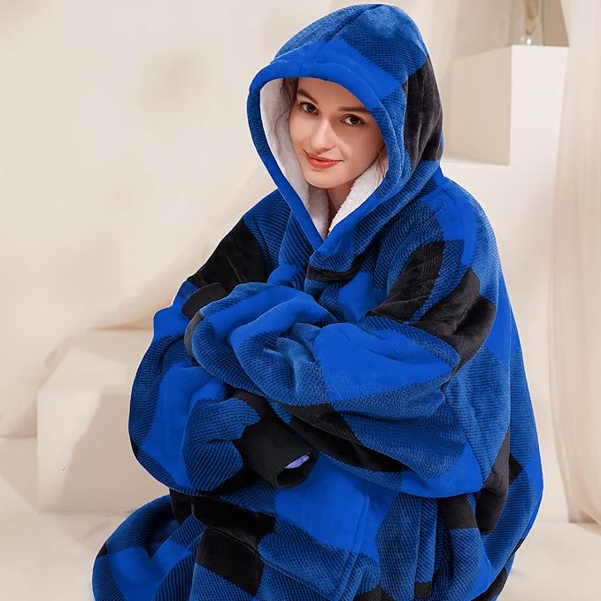 Narecte Cozy Oversized Blanket Hoodie Wearable Blanket Adults Soft Hooded Blanket Hoodie Birthday Gifts for Women Christmas