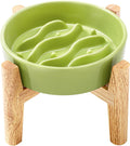 Ceramic Slow Feeder Dog Bowls Elevated, 0.6 Cup Dog Slow Feeder for Small Dogs, Puzzle Maze Bowl, 14oz, 6in, Lime Green