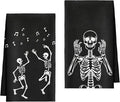 Kitchen Towels Set of 2, Rock and Roll Skeleton Dish Towel for Bathroom Kitchen, Skull Decorative Hand Towels, Gothic Fast Drying Tea Towel, Housewarming for Women Mom -02