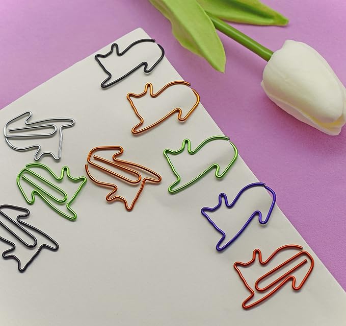 100 pcs Cat Paper Clips Cute Decorative Paperclips, Cat Lover Gifts for Women, Fun Office Supplies for Cat Lovers