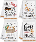 Hexagram Cat Kitchen Towels Set of 4, Cat Lover Gifts for Women, Funny Cute Housewarming Dish Hand Towels for Home Kitchen Decor