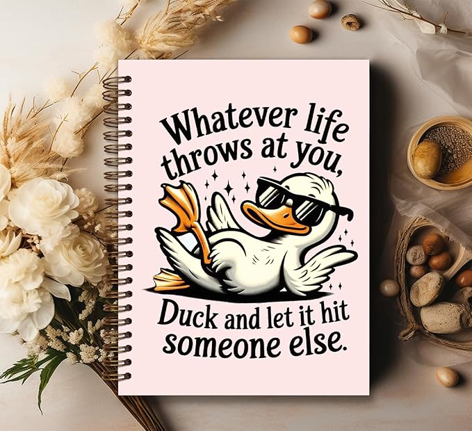 KDHTY Funny Goose Spiral Notebook,Cute Goose Funky Aesthetic Journaling Notebooks Office Supplies,Cute Girls Diary School Notebooks Animal Lover Gifts,5.5 x 8.3