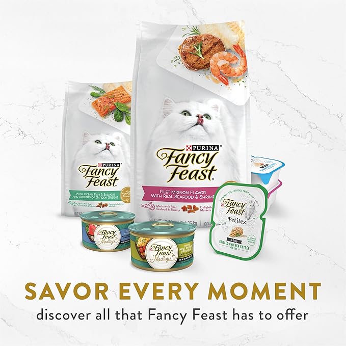 Purina Fancy Feast Chicken Broth Complement Lickable Grain Free Wet Cat Food Variety Pack - (Pack of 12) 1.4 oz. Pouches