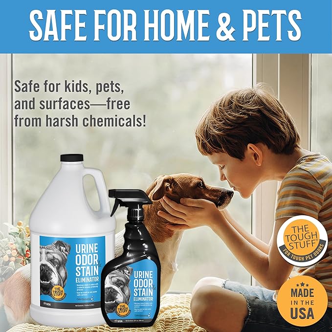 Arkwright Tough Stuff Urine Odor & Stain Eliminator Spray - Pet Safe Enzyme-Based Non-Toxic Cleaner for Floors, Carpets, and Furniture, 32 Fl. Oz. Spray Bottle, Fresh Scent
