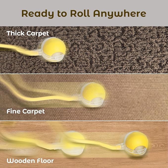 Rolling Interactive Dog Toys, Cat Toys for Indoor Cats, Electric Self Moving Cat Toy, 360° Smart Automatic Rolling Ball for Cat/Dog, Kitten Toy for Indoor Kittens Ball (Yellow)