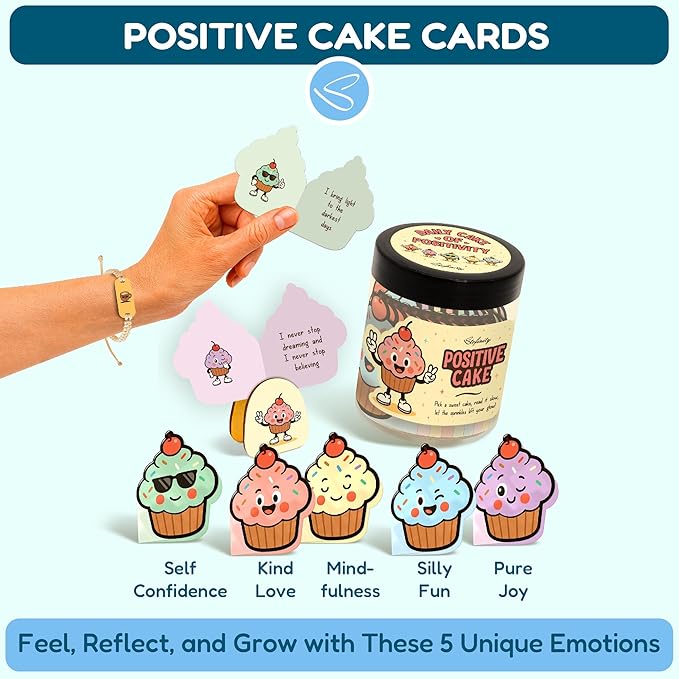 Stofinity Emotional Support Cake Affirmation Cards For Teens - Cute Friend Birthday Gifts For Women, Funny Easter Gifts For Coworkers, Unique Teen Girl Gift Trendy Stuff For Desk Decorations
