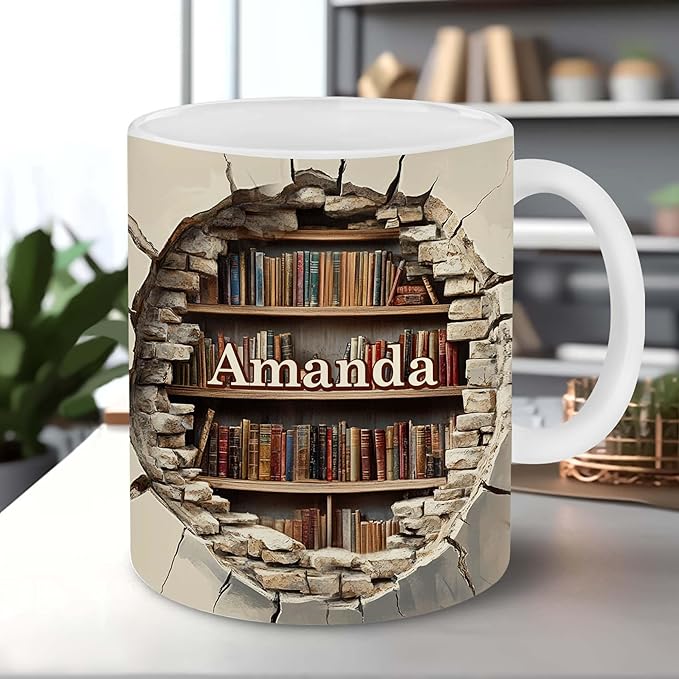 Personalized Book Lover Gifts - Book Lovers Gift For Bookworm, Readers, Librarians, Bookish - Books Are Treasured Wealth Mug Custom Avatar - Bookish Gift For Friends, Women, Her