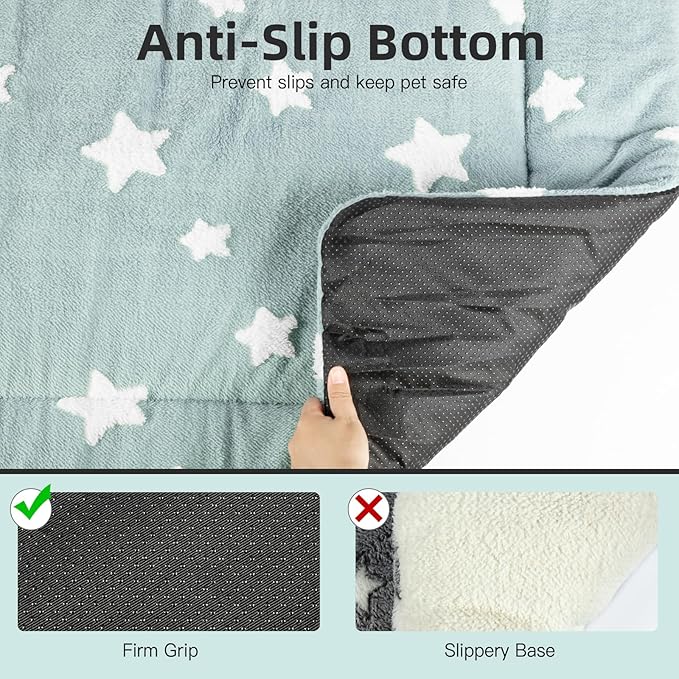 Mora Pets Cat Bed for Indoor Cats Washable Dog Crate Pad Cute Star Dog Bed Mat for Small Dogs Pet Kennel Pad for Cage Soft Flat Puppy Kitten for Sleeping Anti-Slip Blue 22 x 13 inch 2 Pack