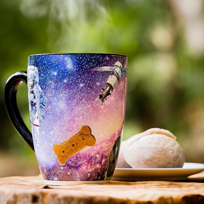 Color Changing Space Dog Coffee Mug 15oz – Astronaut Pitbull & Husky Galaxy Reveal – Funny Heat Sensitive Novelty Dog Mug, Unique Gift for Men, Women, Dog Lovers, Christmas, Birthday, Stocking Stuffer
