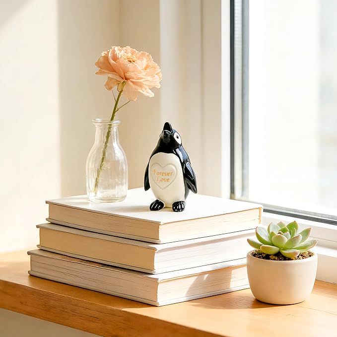 Gifts for Him Her Boyfriend Girlfriend, To My Love Handmade Ceramic Mini Penguin Anniversary Birthday Gifts for Women Men, Romantic Valentines Forever Lover Gifts for Wife Husband Couples Cute Decor
