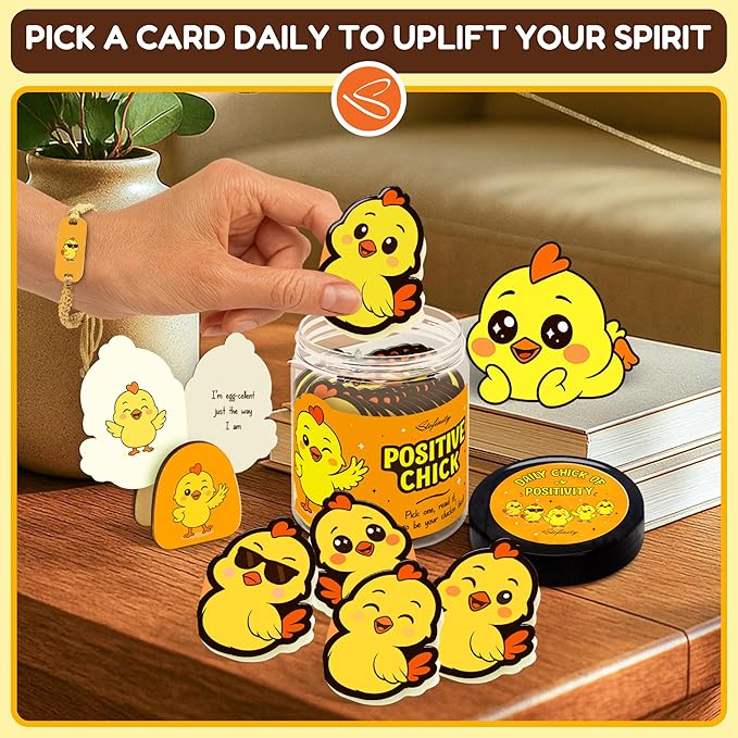 Stofinity Emotional Support Chicken Gifts For Women - Positive Affirmation Cards For Women Birthday Gift Ideas, Unique Inspirational Gifts For Coworker, Motivational Chicken Decor for Office Desk