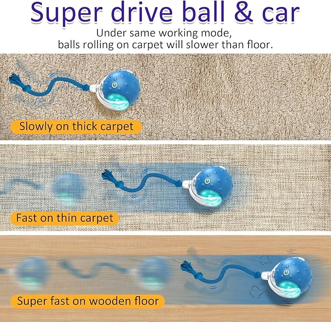 Interactive Cat Toys Ball for Indoor Cats Fast Rolling on Carpet, Chirping & Motion Activate Cat Toys