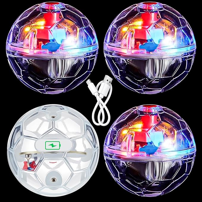 Sratte 4 Pcs Rechargeable Cat Ball Ghost Hunting Light up Cat Balls Toys Motion LED Motion Activated Flash Glowing Lighted Dog Interactive Toys Pet, Clear