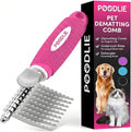 Poodle Dematting Fur Rake Comb Brush for Dogs and Cats - Long 2.5" Steel Safety Blades Metal Comb for Detangling Matted or Knotted Undercoat Hair