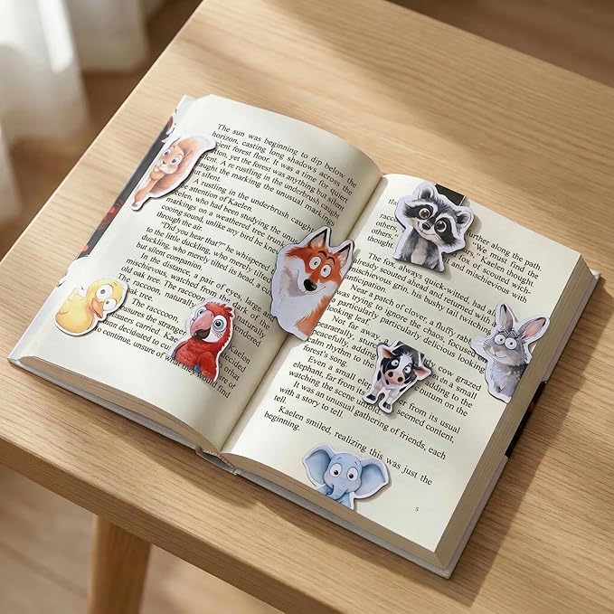Cute Magnetic Bookmarks Gifts - 15 Pcs Funny Duck Panda Bookmark for Women Kids Book Lovers Students Bookworms Birthday Graduation Gift Magnet Page Clips School Office Reading Accessories