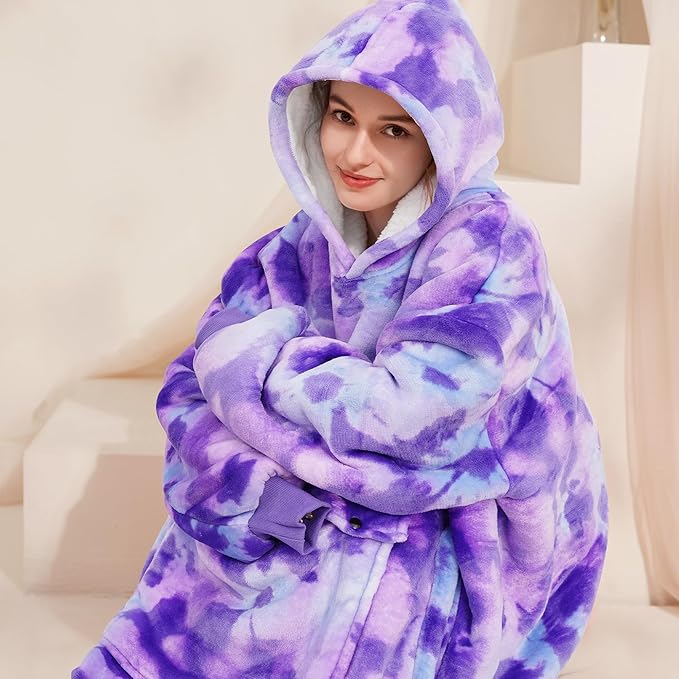 Narecte Cozy Oversized Blanket Hoodie Wearable Blanket Adults Soft Hooded Blanket Hoodie Birthday Gifts for Women Christmas